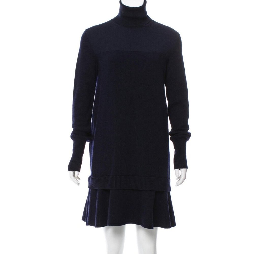 McQ alexander mcqueen Sweater Turtleneck dress Wool Blend Navy XS $1,200